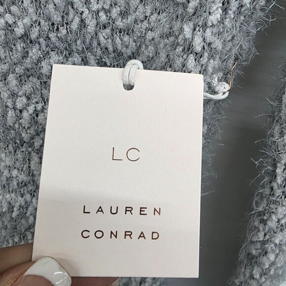 NEW Lauren Conrad Gray Eyelash Cowl Neck Sweater Womens Size S Soft Cozy Fuzzy - Picture 9 of 15